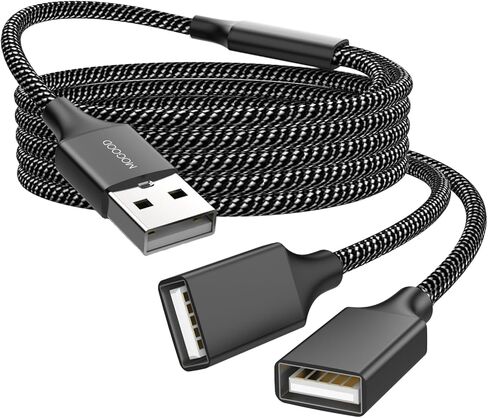 USB Extension Cable,USB A Male to 2 Female Extension Cord Durable USB Splitter Cable Nylon Braided Fast Data Transfer Compatible with Printer, USB Keyboard, Flash Drive, Hard Drive, PlayStation in Kuwait