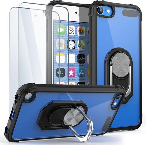 ULAK متوافق مع حافظة iPod Touch الجيل السابع مع واقي الشاشة، غطاء خلفي شفاف مع مسند مدمج، حافظة صلبة شديدة التحمل لجهاز Apple iPod Touch الجيل السابع/السادس/الخامس، أزرق in Kuwait