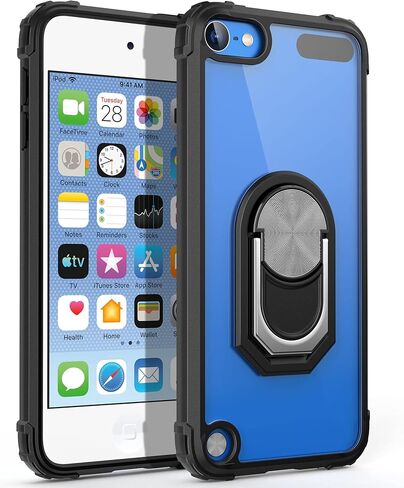 ULAK متوافق مع حافظة iPod Touch الجيل السابع مع واقي الشاشة، غطاء خلفي شفاف مع مسند مدمج، حافظة صلبة شديدة التحمل لجهاز Apple iPod Touch الجيل السابع/السادس/الخامس، أزرق in Kuwait
