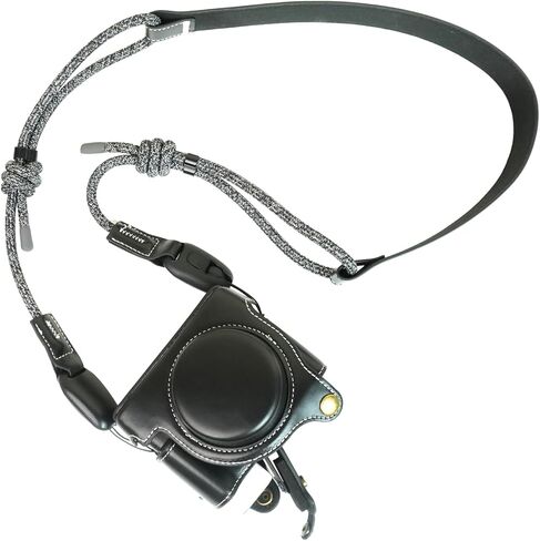 for Sony rx100 case,for Sony rx100 vi case,dsc-rx100 Mark ii,dsc-rx100 iii,dsc-rx100 iv,dsc-rx100 v RX100 vii m6 5a m3 Protective Leather Camera Case Bag with Camera Shoulder Strap (black) in Kuwait