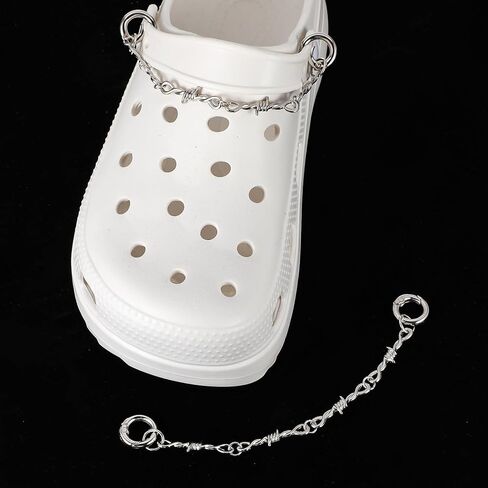 Shoes Metal Chain Spikes Charms Punk Rivet Cone Sandals Decoration Bling Gothic Alloy Cool Shoes Chain for Women Girls Man Biker Clog Sandals Accessories Shoe Stylish Decorations in Kuwait