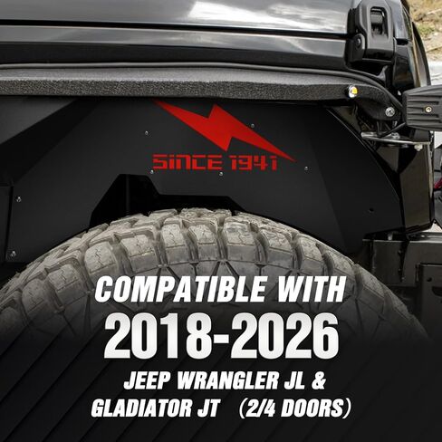 Front Inner Fender Liners Compatible with 2018 2019 2020 2021 2022 2023 2024 Jeep Gladiator JT & Wrangler JL JLU, Lightning Style Mud Guards Wheel Well Liners Fender Flares Cover (2 PCS) in Kuwait