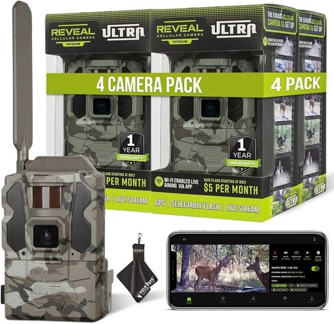 TACTACAM Reveal Ultra Cellular Trail Camera – 4K Photo, 1080P Video, Live Streaming, GPS, Low-Glow/No-Glow Flash, LTE + Cleaning Cloth | 2PK in Saudi Arabia