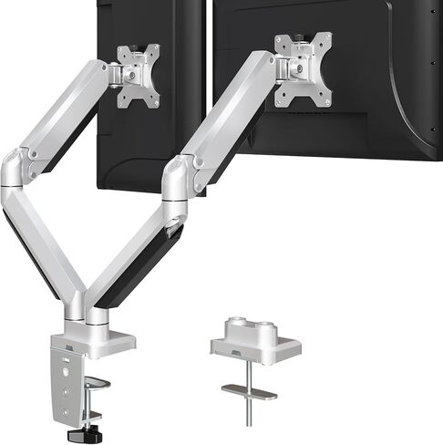 MOUNTUP Dual Monitor Desk Mount, Die-Cast Aluminum Fully Adjustable Double Monitor Arm with Gas Spring, Computer Monitor Stand Fits 2 Screen 17 to 32 inch - Each Arm Holds up to 17.6LBS, MU0024 in Kuwait