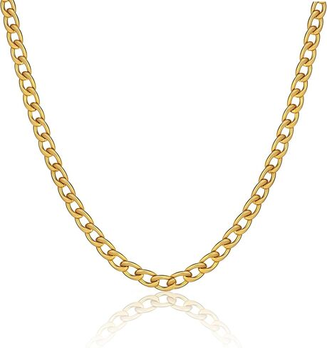 Silver Chain for Men Stainless Steel Men's Necklaces Chain Cool Diamond Cut Cuban Link Chain for Men Hip-Hop Jewelry 4mm/6mm 18/20/22/24/26 Inches in Kuwait