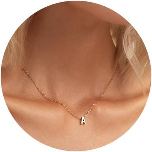 MOMOL Tiny Initial Necklace 18K Gold Plated Small Letter Necklace Personalized Name Necklace for Women in Kuwait