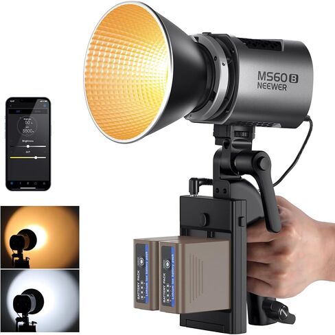 NEEWER HS200B Portable LED Video Light APP/2.4G/DMX Control, 280W 84400lx/1m Bi Color 2700-6500K CRI95+ COB Continuous Output Key Lighting Bowens Spotlight for Recording Streaming Studio Photography in Saudi Arabia