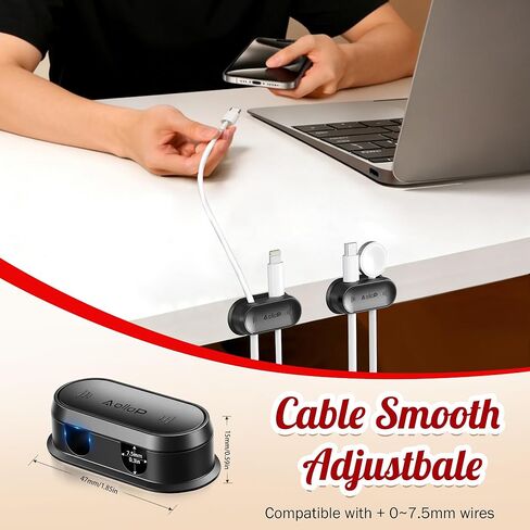 5 Pack Magnetic Cord Organizer - Aollop Desk Cable Management Clips, Cord Holder for Nightstand [1s Push-Pull] Safe and Harmless Adhesive Cable Holder Clips for Nightstand Home Wall Car Office, Black in Saudi Arabia