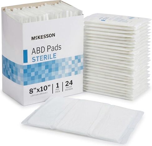 McKesson Sterile ABD Pads 8 x 10 in [48 Count] – Abdominal Pads for Wound Care, Non Stick Gauze Dressing, Surgical Absorbent Pad for Drainage and Post-Op Use in Saudi Arabia