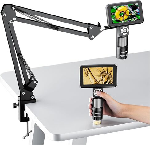 Andonstar Digital Microscope, 5" 1080P Coin Microscope Camera for Error Coin with 7.3" Metal Stand for Adults Kids, Handheld USB Coin Magnifier with 8 Adjustable LED Lights, Windows Mac PC View, AD115 in Kuwait