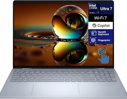 Dell 16 AI Business 2-in-1 LAPTOP 16.0 "شاشة تعمل باللمس wuxga (Intel Ultra 7-256V ، 16GB LPDDR5X ، 1TB M.2 PCIE SSD ، Backlit KB ، Phunsprint ، WiFi 7 ، Webcam ، Win 11 Pro) W/DKZ USB Expander in Kuwait