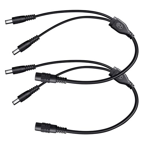 DC Power Splitter Cable-2 Pack Black, 1 Female to 2 Male 5.5mm*2.1mm Power Output Adapter Cord for CCTV Security Cameras, LED Strip Lights and More (2 Pack, 1 to 2 Way) in Kuwait