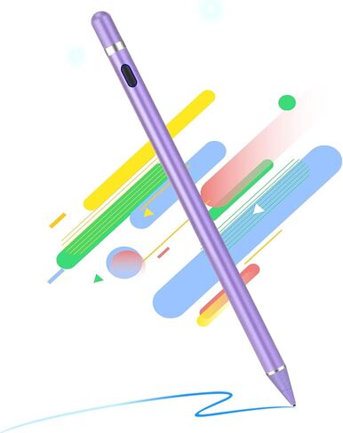 قلم Stylus للشاشة التي تعمل باللمس - 1.5 ملم فائق النصيحة القلم القلم لـ iPad Pro ، Air | الغطاء المغناطيسي | بطارية 12H | لا بلوتوث | متوافق مع iPhone و Android و Chromebook والأجهزة اللوحية (الأرجواني الأبيض) in Kuwait
