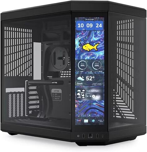 HYTE Y70 Touch Infinite Dual Chamber ATX Mid Tower حافظة جمالية حديثة مع شاشة لمس LCD مدمجة 2.5K - أسود in Kuwait