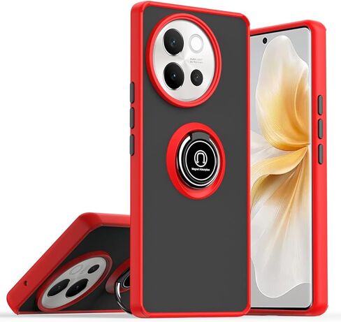 QUIETIP Case Compatible with vivo V40 Lite & V30e,TPU + Hard PC Shockproof Magnetic Ring Car Mount Stand Cover,Blue in Kuwait