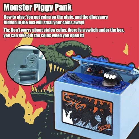 Cool Musical Dinosaur Bank Automatic Stealing Coin Monster Electronic Money Bank Piggy Bank Boys Birthday Toy Gifts in Saudi Arabia
