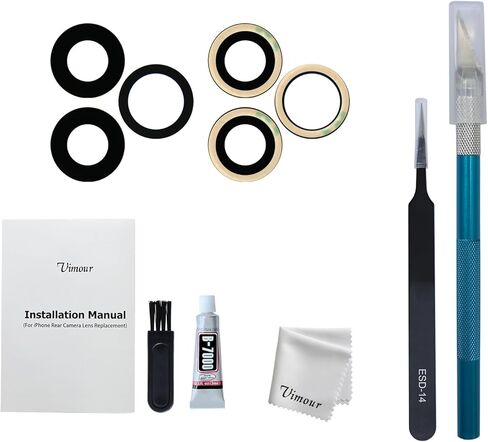 Rear Camera Lens Glass Replacement for iPhone 14 Pro & 14 Pro Max Pre-Installed Adhesive with Installation Manual and Repair Tool Kits(2 Packs) in Kuwait