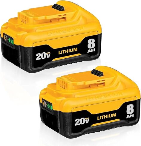DCB200 8.0Ah Replacement for dewalt 20v max Battery Lithium-ion Batteries DCB200 DCB201 DCB203 DCB204 DCB206 DCB180 DCD/DCF/DCG Series Cordless Tools with LED Indicator 2Packs in Kuwait