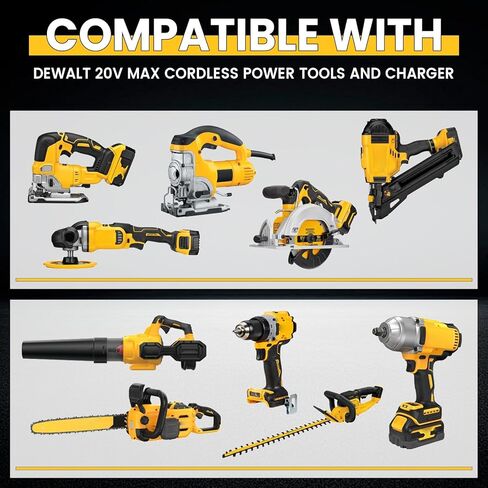 DCB200 8.0Ah Replacement for dewalt 20v max Battery Lithium-ion Batteries DCB200 DCB201 DCB203 DCB204 DCB206 DCB180 DCD/DCF/DCG Series Cordless Tools with LED Indicator 2Packs in Kuwait