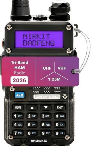 Mirkit Baofeng Radio UV-5R MK3X Legal Power Tri-Band Radio 2024 VHF/UHF 144-148/222-225/420-450 MHz - Walkie Talkie with 2100 mAh Li-ion Baofeng Battery, Neck Strap Lanyard Mirkit Ham Radio Operator in Kuwait