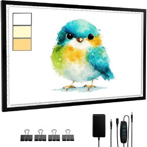 لوحة إضاءة DONPODER A1 (34.5 بوصة × 22.7 بوصة)، لوحة إضاءة كبيرة LED للرسم الماسي، صندوق إضاءة ثلاثي الألوان 10 مستويات/صندوق إضاءة طاولة خافت بدون خطوات للتتبع والرسم in Kuwait