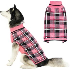 KOOLTAIL Dog Sweater Pet Knitted Clothes - Classic Plaid Pullover Turtleneck Thick Warm Fall Dog Sweaters with Leash Hole, Soft Dog Winter Clothes for Small Medium Large Dogs Cats Puppy Girls Boys, M in Saudi Arabia