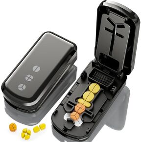 Pill Cutter Splitter for Small and Tiny Pills, 1/2 1/3 1/4 Pill Splitter for Small Pills,Vitamins, Tablets in Half or Quarters, Accurate and Easy Cutting, Stainless Steel Blade, Back Storage (Black) in Kuwait