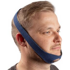 LifeSource صنع في الولايات المتحدة الأمريكية حزام الذقن للشخير - حزام ذقن قابل للتعديل مضاد للشخير، مسامي ومريح، خالي من اللاتكس، مناسب عالمي للرجال والنساء، دعم توقف التنفس أثناء النوم، أزرق داكن in Kuwait
