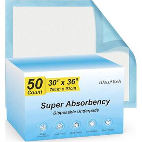Super Absorbency Disposable Leakproof Underpads with Quick Drying for Baby, Adults, Puppy, Dog Bed Pee Pads, Extra Large, XXL Incontinence Pads, 30" x 36", 50 Count in Kuwait