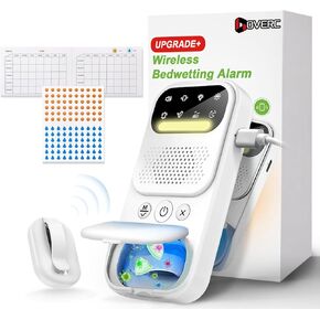 منبه للتبول اللاإرادي، منبه للتبول في السرير للأولاد والبنات والأطفال الأكبر سنًا، حلول ترطيب السرير بمستشعر لاسلكي للأطفال مع وضع الأشعة فوق البنفسجية/الضوء الليلي، إنذار للتبول بالصوت/الاهتزاز للتدريب على التبول اللاإرادي، أبيض in Kuwait