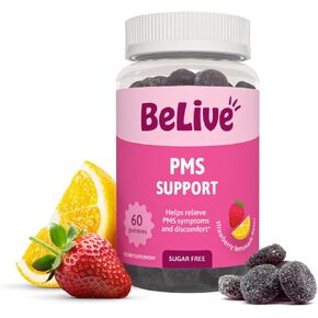 مكمل دعم اللثة من BeLive PMS - يساعد على تخفيف أعراض الدورة الشهرية - التوازن الهرموني وتقلبات المزاج والتشنجات، ودعم الانتفاخ - مع مستخلص شجرة العفة - نكهة عصير الليمون بالفراولة - 60 قطعة in Kuwait