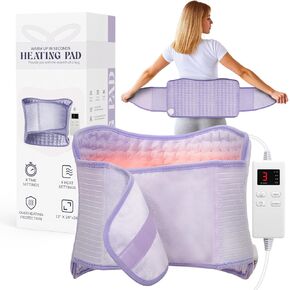 Heating Pad for Period Cramps, Upgraded Wrap Heating Pad for Back Pain Relief, Large 12''x 24''Heat Pad +26" Belt Adjustable 4 Timer 6 Heat Level Auto Shut Off, Christmas Birthday Gifts for Women Mom in Kuwait