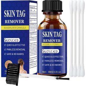 Fast-Acting Skin Tag Remover for Body and Neck - Natural, Mild Salicylic Acid Formula, Use a Brush applicator Skin tag Remover Precisely and painlessly and Quickly.Safe for Sensitive skin30ML in Kuwait