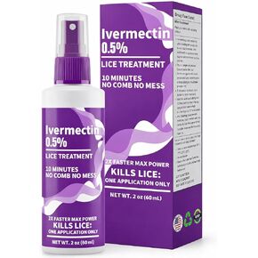 علاج القمل، محلول موضعي بالإيفرمكتين 0.5%، العناية بقمل فروة الرأس، لا يتطلب تمشيطًا، تطبيق سلس وسهل، 2 أونصة in Kuwait