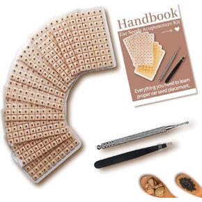 600 Pcs Ear Seeds Kit – Natural Vaccaria Seeds for Auricular Acupressure – Complete Reflexology Set with Acupuncture Pen, Tweezers & Ear Chart – Non-Invasive Self-Adhesive Beads for Wellness in Kuwait