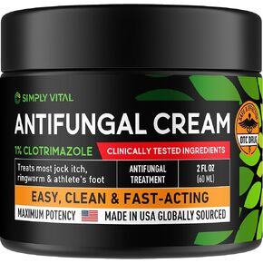 Clotrimazole Antifungal Cream - Treats Most Athlete’s Foot, Jock Itch, Ringworm - Clotrimazole 1% Anti Fungal Cream for Skin, Athletes Foot Treatment, Ring Worm Medication for Humans - 2oz Made in USA in Kuwait