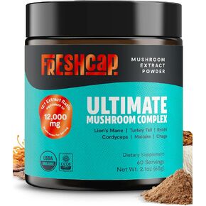 Mushroom Coffee 12,000mg – Organic Instant Coffee with 6 Adaptogenic Mushrooms & 29% Beta-Glucans – Nootropic for Clean Energy, Focus, No Jitters, Ayurveda Immune Support (15 Servings) in Kuwait