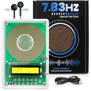 ‌XIKDS مولد تردد 7.83 هرتز للشفاء | مولد رنين شومان (قابل للتعديل 0.01 هرتز - 200 كيلو هرتز) للنوم العميق والتأمل واليوجا وتخفيف التوتر | شاشة LCD تعمل بالطاقة من النوع C‌ in Kuwait