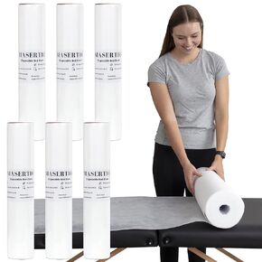 Disposable Massage Bed Cover - 60 Sheets Per Roll, Non-woven Material - Ideal for Spa, Tattoo, Waxing - No Crinkle Table Sheets - 31.5 x 71 Inches (2 Rolls) in Kuwait