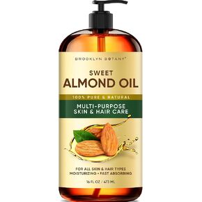 Brooklyn Botany Sweet Almond Oil | for Skin, Hair and Face | 16 Fl Oz | 100% Pure and Natural | Carrier Oil for Essential Oils, Aromatherapy and Massage | Hexane Free in Kuwait