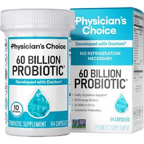 Physician's CHOICE Probiotics 60 Billion CFU - 10 Strains + Organic Prebiotics - Immune, Digestive & Gut Health - Supports Occasional Constipation, Diarrhea, Gas & Bloating - for Women & Men - 30ct in Kuwait
