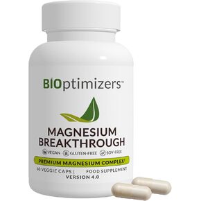 BIOptimizers Magnesium Breakthrough Supplement with 500mg - 7 Forms of Magnesium: Glycinate, Malate, Citrate, and More - Natural Support for Sleep and Cognitive Function -60 Capsules- Calming Vitamins in Kuwait