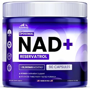 PHM NAD Resveratrol Supplement - 10,000mg Extra Strength | NAD+ Liposomal Supplements for Men and Women | NMN & NMNH Alternative | 90 Capsules, 1.5 Months Supply in Kuwait
