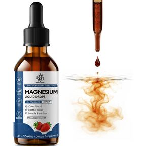 Liquid Magnesium Glycinate Drops for Sleep Support & Nighttime Calm,Magnesium Drops with Chamomile, Ashwagandha, L-Theanine & GABA for Relaxation Support, Gentle Absorption, Strawberry Flavor, 2 Fl Oz in Kuwait