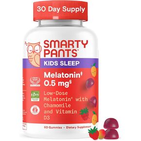 SmartyPants Kids Sleep Gummies Supplement with Melatonin 0.5mg: Chamomile & Vitamin D3, Sleep Aid, Strawberry Mango Flavor, 60 Count in Kuwait