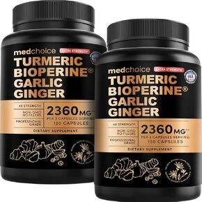 4-in-1 Turmeric Joint Support Supplements with Garlic and BioPerine - 2360 mg High Potency Herbal Blend for Mobility, Everyday Flexibility, Digestive Comfort, and Active Aging Support (120ct) in Kuwait