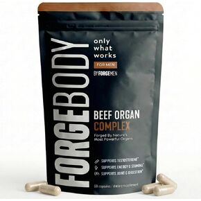 كبسولات FORGEBODY® لأعضاء لحم البقر [شهر واحد] - 100٪ مكمل لأعضاء لحم البقر الذي يتغذى على العشب مع مزيج من الكبد والقلب ونخاع العظام والبنكرياس والخصيتين - يدعم صحة الجسم ووظيفة الدماغ (غير معدل وراثيًا) in Kuwait