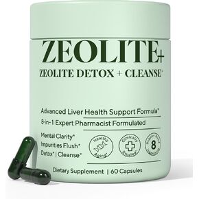 مكمل التخلص من السموم من الزيوليت من كلينوبتيلوليت - تنظيف الكبد من السموم وإصلاحه باستخدام الفحم المنشط، NAC وشوك الحليب - تطهير الجسم بالكامل من السموم، صحة الأمعاء والتخلص من السموم للبالغين - 60 كبسولة in Kuwait