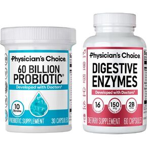 Physician's CHOICE Advanced Gut Health Bundle: 60 Billion Probiotics 30ct + Digestive Enzymes 60ct for Digestive, Gut, and Immune Health Supports Occasional Constipation, Diarrhea, Gas, and Bloating in Kuwait