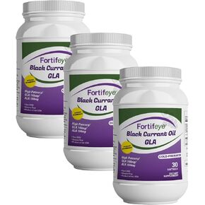 Fortifeye Vitamins Black Currant Oil GLA - 90 Soft Gels, Cold Pressed Gamma Linolenic Acid Supplement+Alpha Linolenic Acid, Black Currant Seed Oil Soft Gels, Hexane-Free High Potency Food Supplements in Kuwait